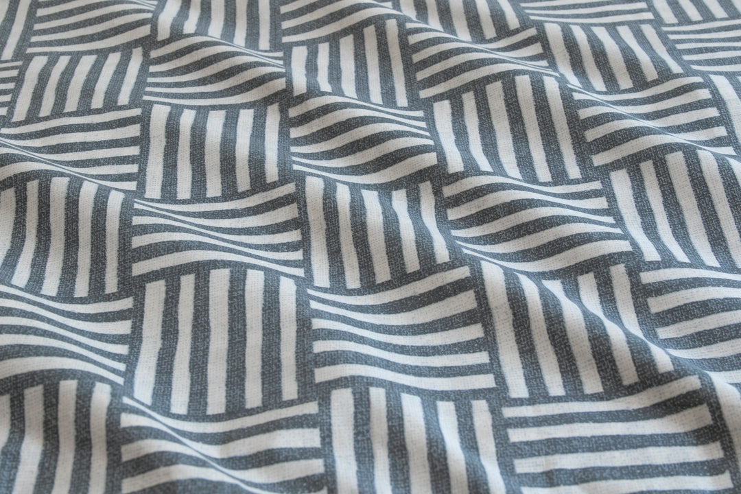 Fletcher King Quilt Cover Set by Ardor Boudoir – Faded Indigo Geo