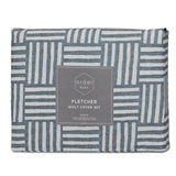 Fletcher King Quilt Cover Set by Ardor Boudoir – Faded Indigo Geo