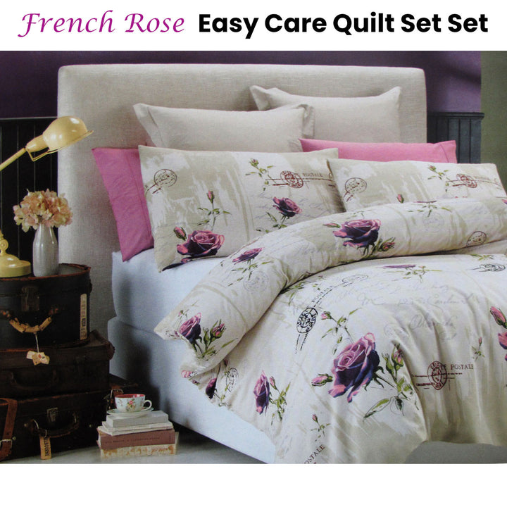 Belmondo French Rose Easy Care Quilt Cover Set King | King of Knives e-store