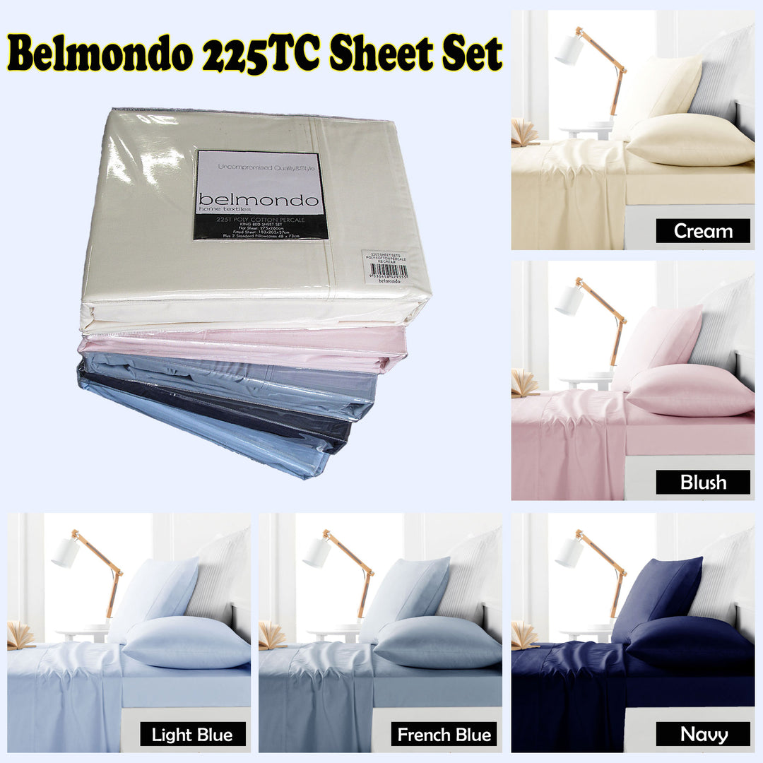 Belmondo 225TC Sheet Set Blush - Single | King of Knives Australia
