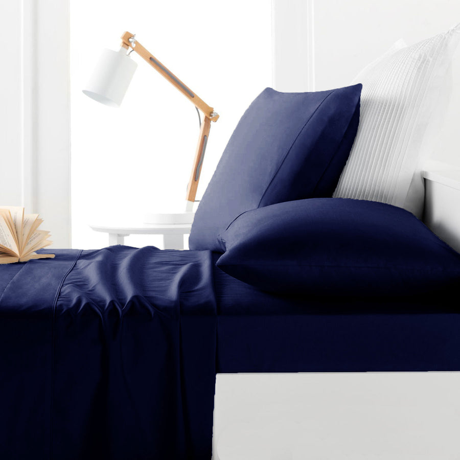 Belmondo 225TC Polyester Cotton Sheet Set Navy Double