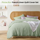 Vintage Design Homewares Pistachio French Linen Quilt Cover Set King