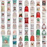 50x70cm Canvas Hessian Christmas Santa Sack Xmas Stocking Reindeer Kids Gift Bag, Cream - Overnight Service For (1)