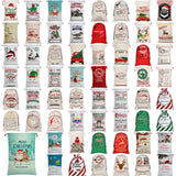 50x70cm Canvas Hessian Christmas Santa Sack Xmas Stocking Reindeer Kids Gift Bag, Red - Smile Santa