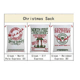 50x70cm Canvas Hessian Christmas Santa Sack Xmas Stocking Reindeer Kids Gift Bag, Cream - Van Delivery