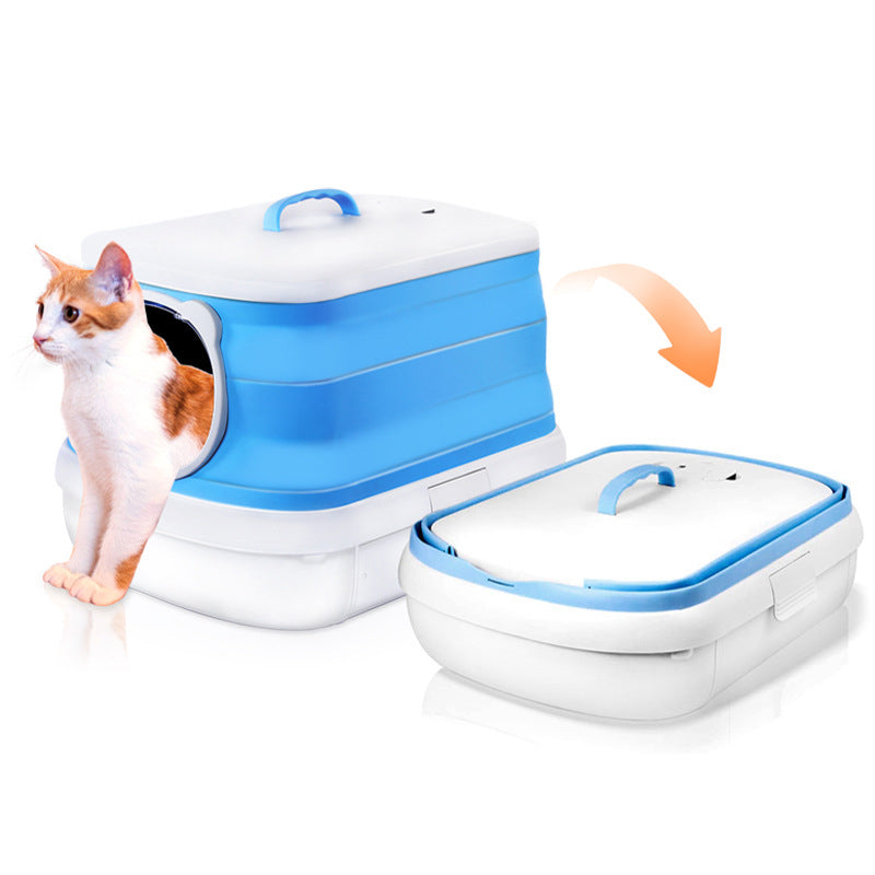 Large foldable cat litter box with easy cleaning drawer design | Available at King of Knives e-store