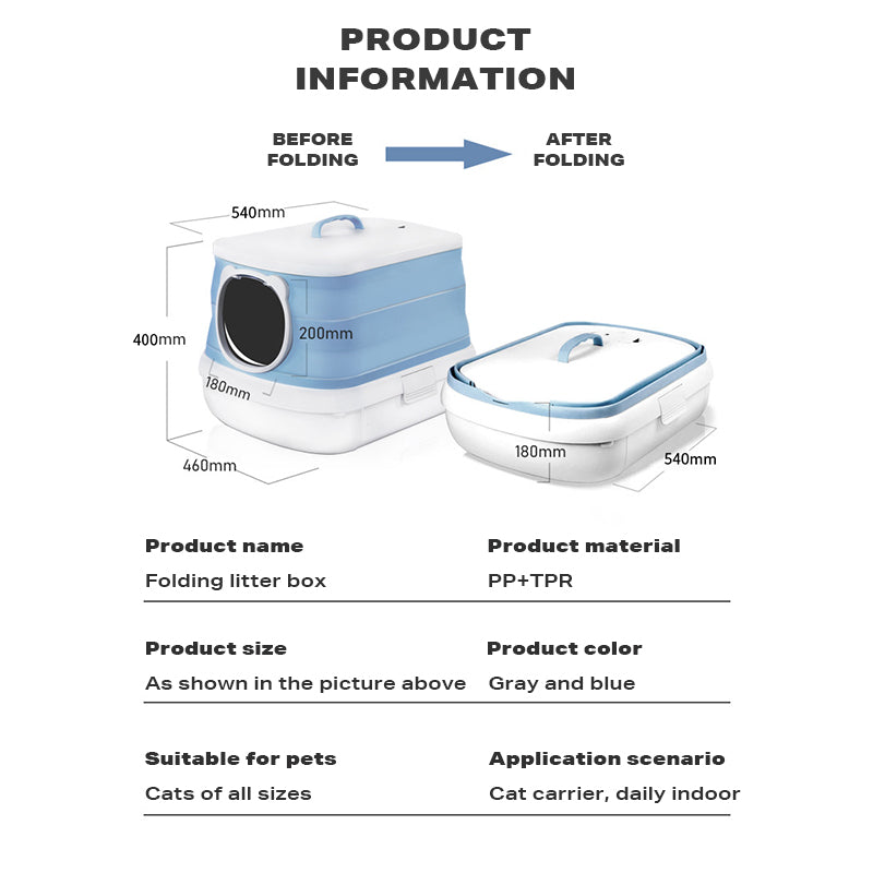 Large foldable cat litter box with easy cleaning drawer design | Available at King of Knives e-store