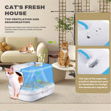 Grey foldable cat litter box with easy cleaning drawer design | Available at King of Knives e-store