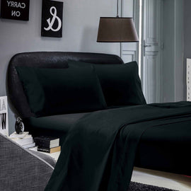 Fabric Fantastic 1000TC Ultra Soft Bed Black Flat & Fitted Sheet Set | King of Knives Australia