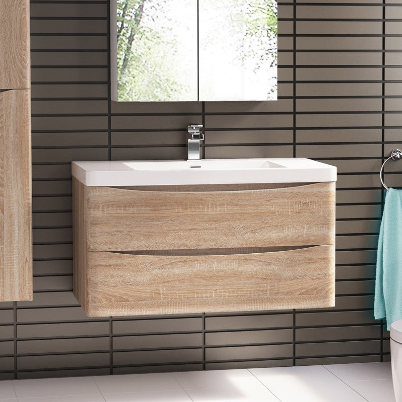 Ancona Wall Hung Bathroom Vanity 1200mm White Oak | King of Knives e-store