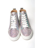 Embellished Leather High Top Sneakers with Swarovski Crystals 35 EU Women