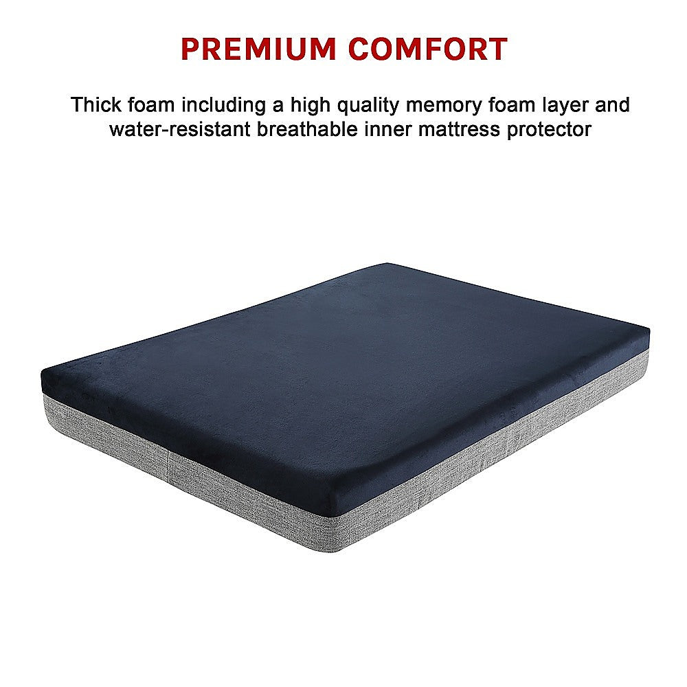 Large navy blue and grey orthopaedic memory foam dog bed | King of Knives