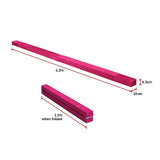 2.2m Gymnastics Folding Balance Beam Pink Synthetic Suede