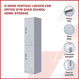 2-Door Vertical Locker for Office Gym Shed School Home Storage