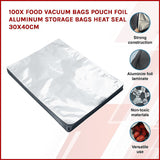 100x Food Vacuum Bags Pouch Foil Aluminum Storage Bags Heat Seal 30x40cm