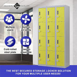 12-Door Locker for Office Gym Shed School Home Storage - 3-Digit Combination Lock