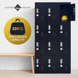 12-Door Locker for Office Gym Shed School Home Storage - 3-Digit Combination Lock