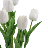 Flowering White Artificial Tulip Plant Arrangement With Ceramic Bowl 35cm