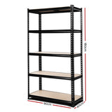 1.8M 5-Shelves Steel Warehouse Shelving Racking Garage Storage Rack Black | King of Knives Australia