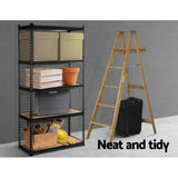 1.8M 5-Shelves Steel Warehouse Shelving Racking Garage Storage Rack Black | King of Knives Australia