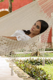 Outdoor undercover cotton Mayan Legacy hammock with hand crocheted tassels King Size Marble