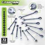 Taipan 11PCE Ratcheting Spanner Set Premium Quality Chrome Vanadium Steel