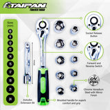 Taipan&reg; 12PCE 1/2" Ratchet Socket Set Premium Quality Chrome Vanadium Steel | Home & Industry Security | King of Knives