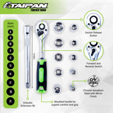 Taipan&reg; 12PCE 3/8" Ratchet Socket Set Premium Quality Chrome Vanadium Steel