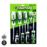 Taipan 8 Pieces Screwdriver Set Magnetic Tips Chrome Steel Plated Construction | Home & Industry Security | King of Knives